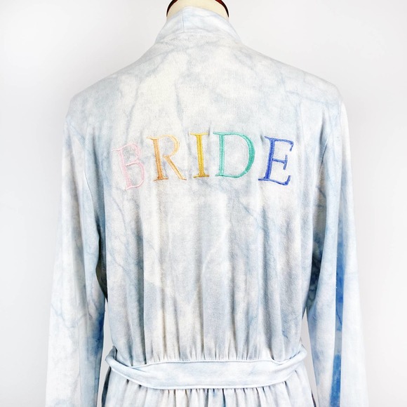 PJ Salvage Bride wedding robe tie dye rainbow bachelorette belted size Large - Picture 2 of 9